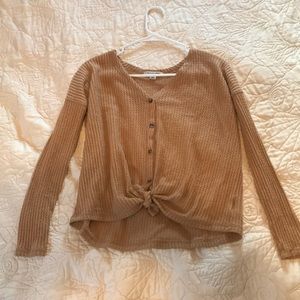 AE waffle knit button top